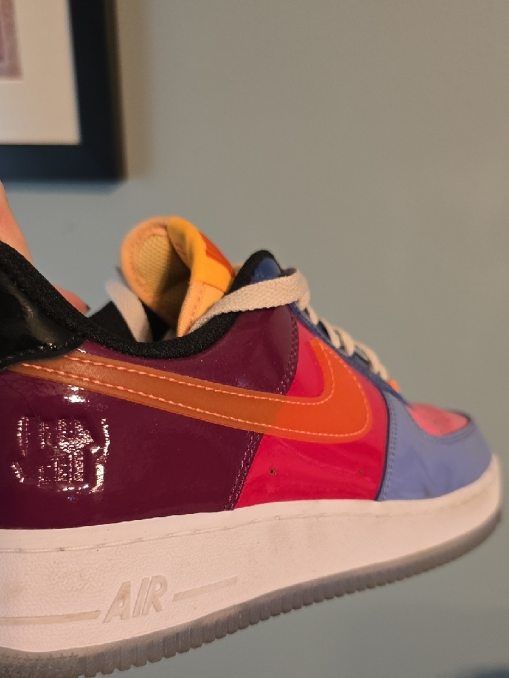 Nike Undefeated X Air Force One Women Colorblock Athletic Sneakers - Pink & Blue - Picture 2 of 7